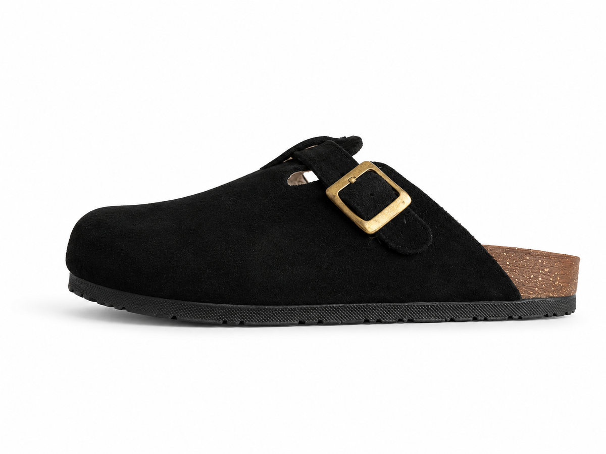 SUEDE CLOGS — NOIR