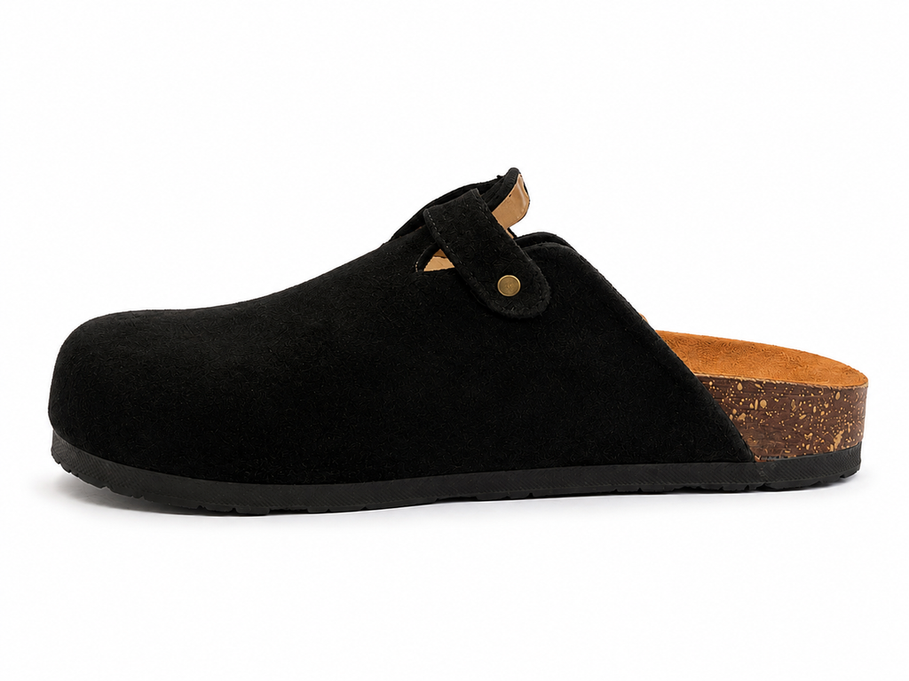 SUEDE CLOGS — NOIR