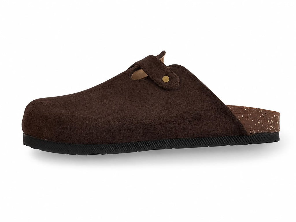 SUEDE CLOGS — ESPRESSO