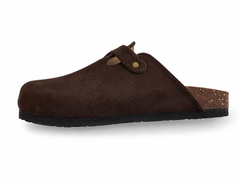 SUEDE CLOGS — ESPRESSO