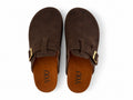 SUEDE CLOGS — ESPRESSO